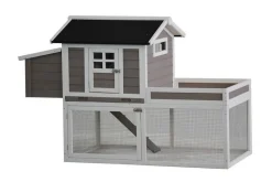 Homestyle Konijnenhok Norway - Dierenverblijf - 170x80x112 cm Donkergrijs Wit