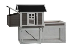 Homestyle Konijnenhok Norway - Dierenverblijf - 170x80x112 cm Donkergrijs Wit