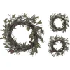 Homestyle Krans Met Blad En Bessen - Kerstversiering - 50x50x15 cm Olijfgroen