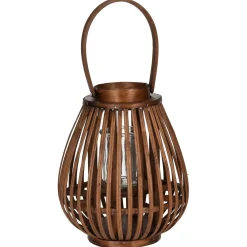 Homestyle Lantaarn Bamboe - Verlichting - 23x23x27 cm Bruin