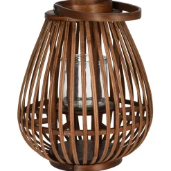 Homestyle Lantaarn Bamboe - Verlichting - 28x28x33 cm Bruin