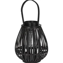 Homestyle Lantaarn Bamboe - Verlichting - 23x23x27 cm Zwart
