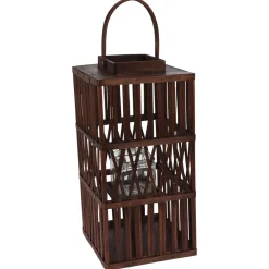 Homestyle Lantaarn Hout - Verlichting - 25x25x48 cm Bruin
