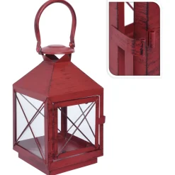 Homestyle Lantaarn Metaal - Kerstversiering - 25 cm Rood