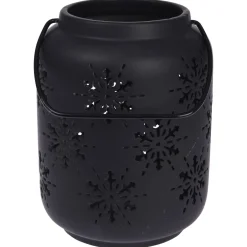 Homestyle Lantaarn Sneeuwvlok - Kerstversiering - 14x14x18.5 cm Zwart