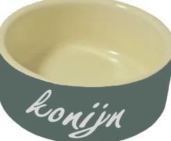 Homestyle Voerbak Keramiek Konijn - Voerbak - Ø12 cm Grijs