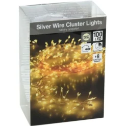 Homestyle Zilverdraad Clusterverlichting Bo Ip44 - Verlichting - Warm Wit 100 led Op Batterij