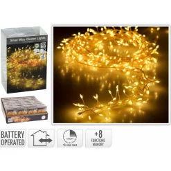 Homestyle Zilverdraad Clusterverlichting Bo Ip44 - Verlichting - Warm Wit 100 led Op Batterij