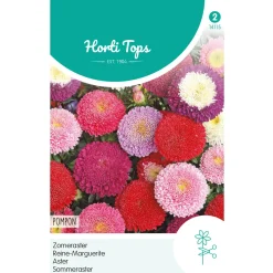 Hortitops Callistephus - Zomeraster Pompon Gemengd - Bloemenzaden - 500 mg