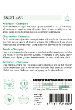 Hortitops Koolraap Champion (Engelse Gele Roodkop) - Groentezaden - 5 g