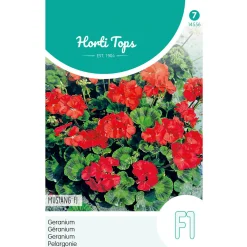 Hortitops Pelargonium - Geranium Mustang F1 Rood - Bloemenzaden - 10 stuks
