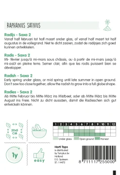 Hortitops Radijs Saxa 2 - Groentezaden - 10 g