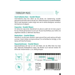 Hortitops Tropaeolum - Oost-Indische Kers Scarlet Gleam Rood - Bloemenzaden - 3 g