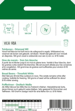 Hortitops Tuinbonen Driemaal Wit - Groentezaden - 100 g