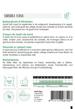 Hortitops Tuinkers Overblijvend - Barbarakruid - Kruidenzaden - 3 g