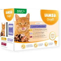 Iams Delights Land Collection In Saus - Multipack - Kattenvoer - Kip Lam Rund 12x85 g