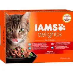 Iams Delights Sea Collection In Gelei - Multipack - Kattenvoer - Vis 12x85 g
