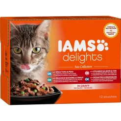 Iams Delights Sea Collection In Saus - Multipack - Kattenvoer - Vis 12x85 g
