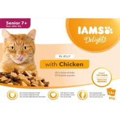 Iams Delights Senior In Jelly - Multipack - Kattenvoer - Kip 12x85 g