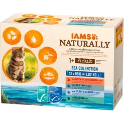 Iams Naturally Adult Sea Collection - Multipack - Kattenvoer - Vis 12x85 g