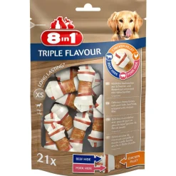 8in1 Delights Kauwknook Triple Flavour - Hondensnacks - Kip Varken Rund 294 g 21 stuks Xs