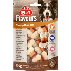 8in1 Flavours Meaty Biscuits - Hondensnacks - Kip Rund Varken 100 g