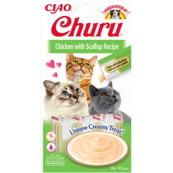 Inaba Churu Purée - Kattensnack - Kip Jacobsschelp 15 g 4 stuks