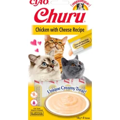 Inaba Churu Purée - Kattensnack - Kip Kaas 15 g 4 stuks