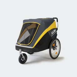 Innopet Hercules 2.0  - Hondenbuggy - Hondenfietskar - 88x60x101 cm Zwart Grijs Geel Tot 50 Kg