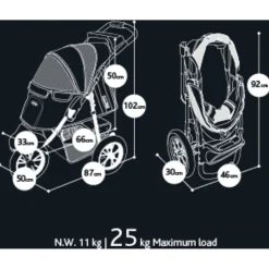 Innopet Hondenbuggy Comfort Efa - Hondentrolley - 46x31x88 cm Zwart Grijs