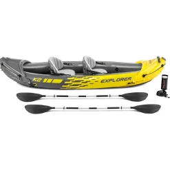 Intex Explorer K2 Kayak Set - 2 Pers - Luchtbedden - 312x91x51 cm Geel Incl. Peddels En Luchtpomp
