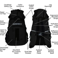 K9 Sport Sack Plus 2 Zwart - Hondenrugzak
