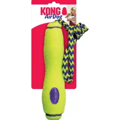 Kong Air Fetch Stick Met Touw - Hondenspeelgoed - 66 cm Geel Groen Medium