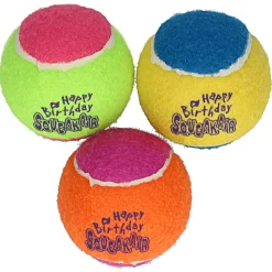 Kong Birthday Tennisballen - Hondenspeelgoed - Geel Groen Oranje Medium