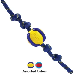 Kong Jaxx Brights Ball W/Rope - Hondenspeelgoed - Ø7x20 cm Medium