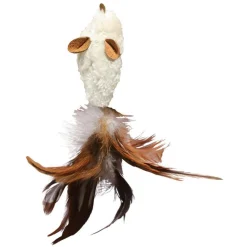 Kong Speeltje Pluche Muis Met Veren - Kattenspeelgoed - Beige Bruin per stuk