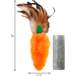 Kong Speeltje Pluche Wortel Met Veer - Kattenspeelgoed - Oranje per stuk