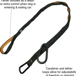 Kurgo Auto Zip Line - Hondenautoaccessoire - Zwart Oranje