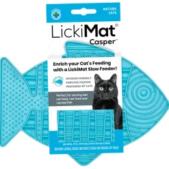 Lickimat Casper - Slowfeeder Voor De Kat - Tegen Schrokken - Kattenvoerbak - 22x16 cm Turquoise