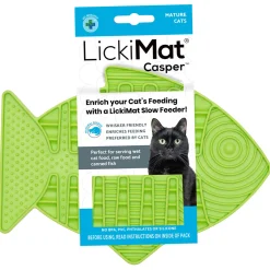 Lickimat Casper - Slowfeeder Voor De Kat - Tegen Schrokken - Kattenvoerbak - 22x16 cm Groen