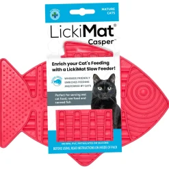 Lickimat Casper - Slowfeeder Voor De Kat - Tegen Schrokken - Kattenvoerbak - 22x16 cm Pink
