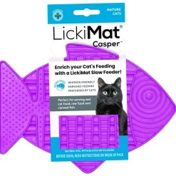 Lickimat Casper - Slowfeeder Voor De Kat - Tegen Schrokken - Kattenvoerbak - 22x16 cm Paars