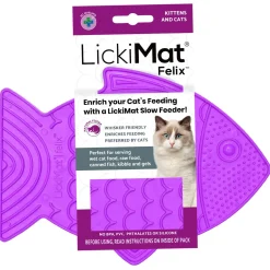 Lickimat Felix - Slowfeeder Voor De Kat - Tegen Schrokken - Kattenvoerbak - 22x16 cm Paars