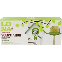Lona Voerstation H2 - Voederhuis - 32x17x14 cm Groen Wit