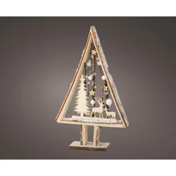 Lumineo Boom Figuur Met Winter Scene - Decoratie - 8x30x43 cm Warm Wit 10 led