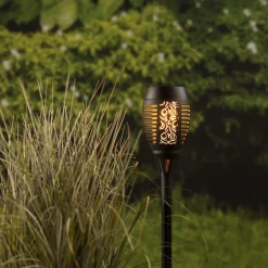 Lumineo Solar Fakkel Met Vlam Effect - Tuinverlichting - 49.5 cm Zwart 30 led
