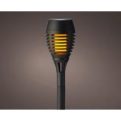 Lumineo Solar Fakkel Vlam Effect - Tuinverlichting - Ø8x27 cm Zwart 4 stuks 12 Led