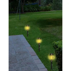 Lumineo Solar Fakkel Vlam Effect - Tuinverlichting - Ø8x27 cm Zwart 4 stuks 12 Led