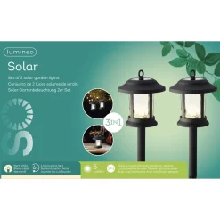 Lumineo Solar Garden Light - Tuinverlichting - 14x14x32 cm Warm Wit