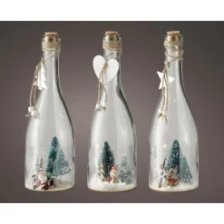Lumineo Winter Scene In Fles - Decoratie - Ø8.50x29 cm Warm Wit 1 led Assorti